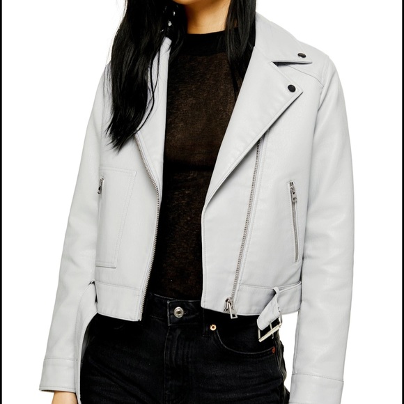 Topshop Jackets & Blazers - NWT TOPSHOP Kota Crop Faux Leather Moto Jacket
